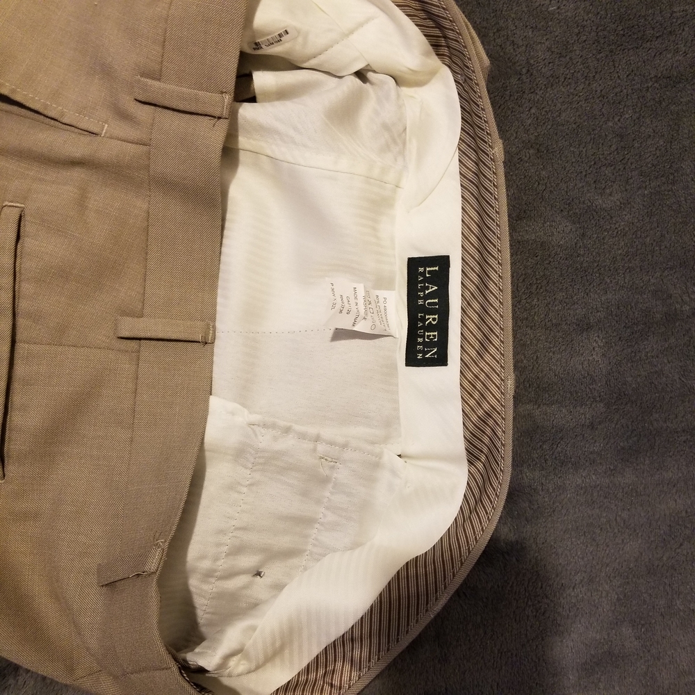 Tan Flat Front 36W x 32L Men's Four Pocket Dress Trousers - Picture 7 of 7